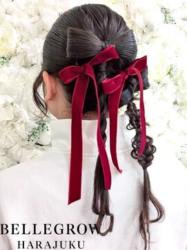 髪の毛リボンカチモリヘア