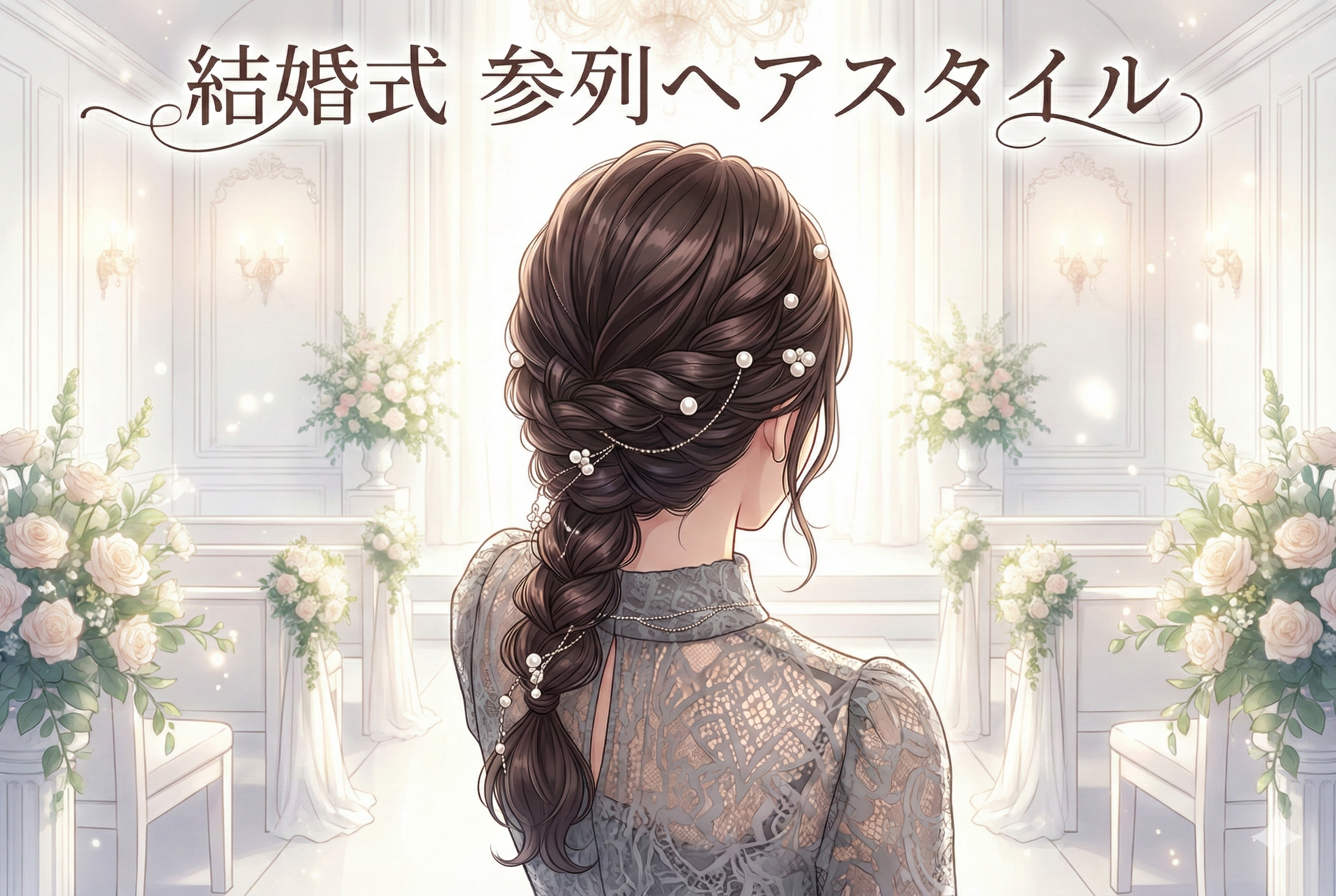 結婚式参列におすすめ♪上品で華やかな編みおろしヘア