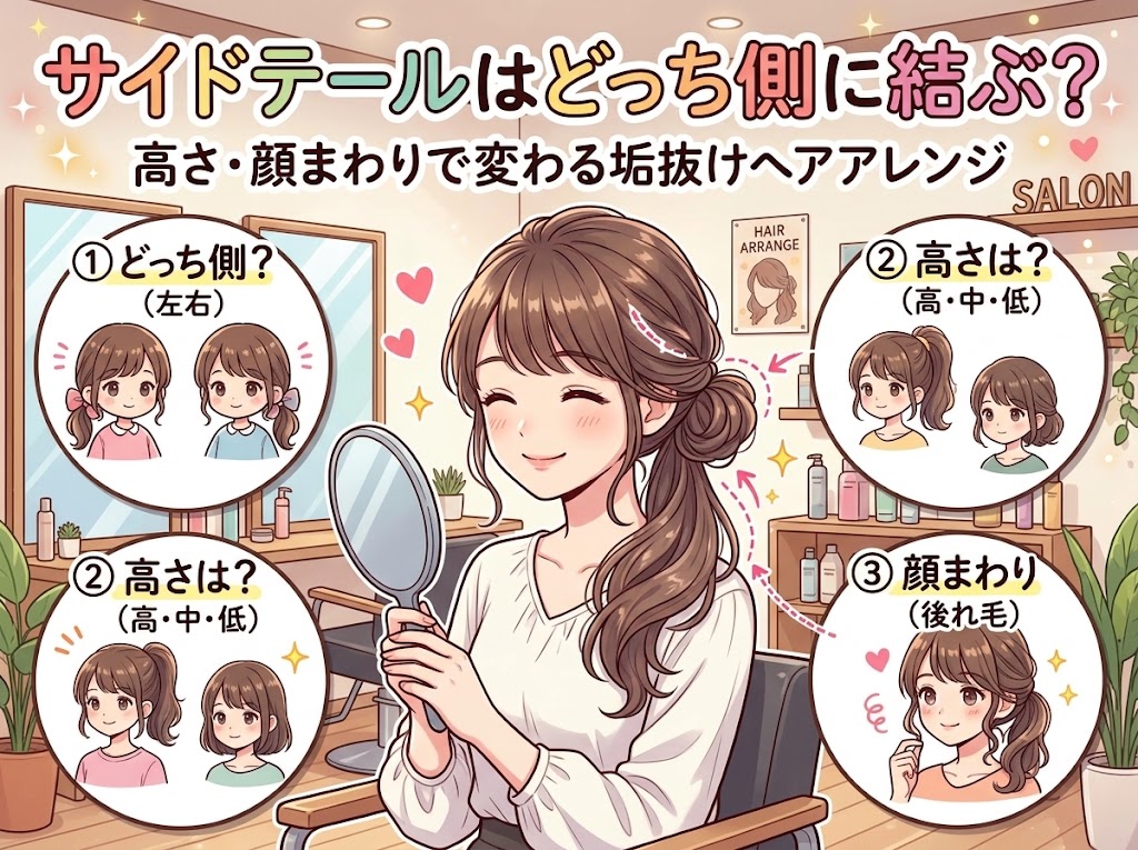 サイドテールはどっち側に結ぶ?高さ・顔まわりで変わる垢抜けヘアアレンジ