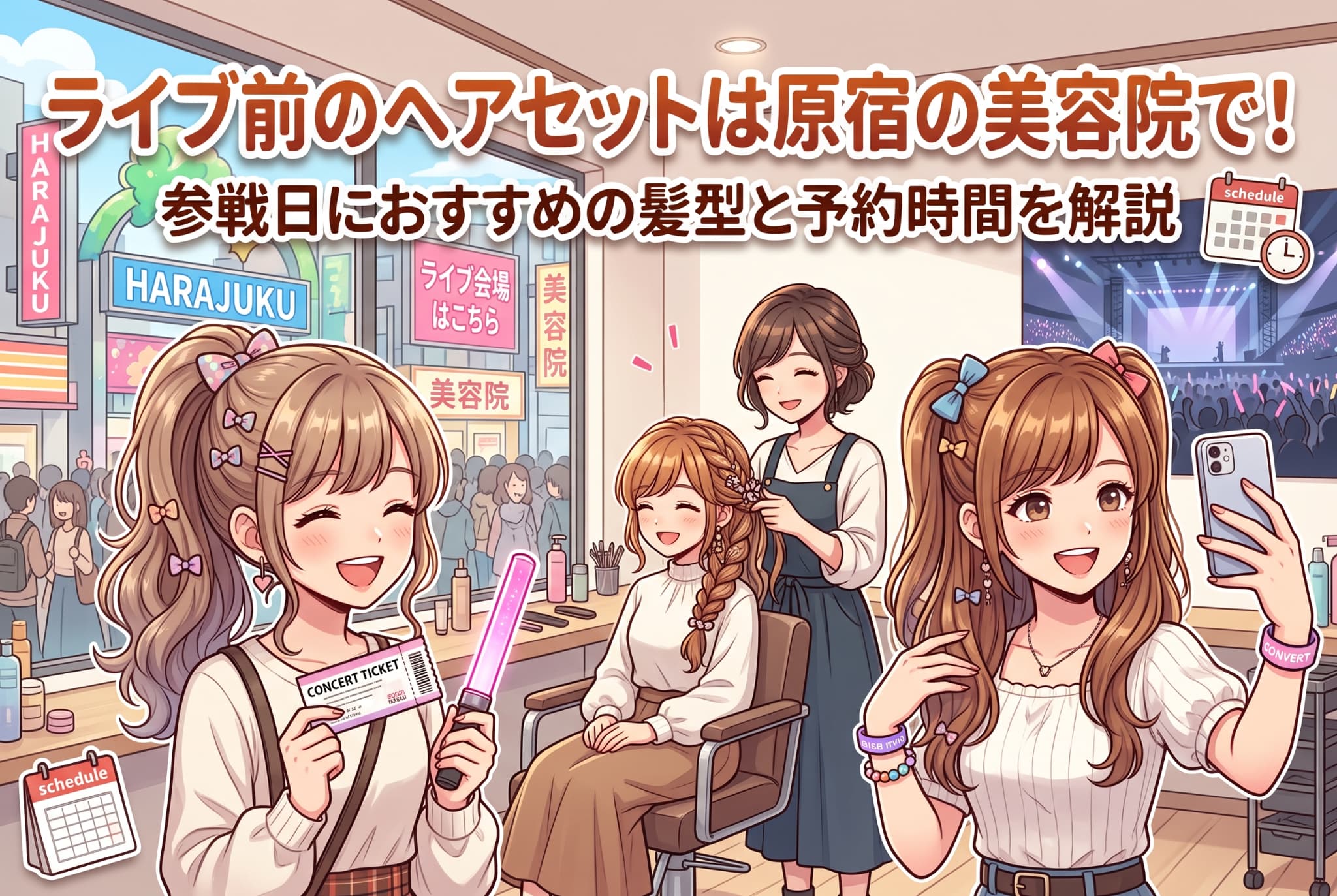 ライブ前のヘアセットは原宿の美容院で!参戦日におすすめの髪型と予約時間を解説