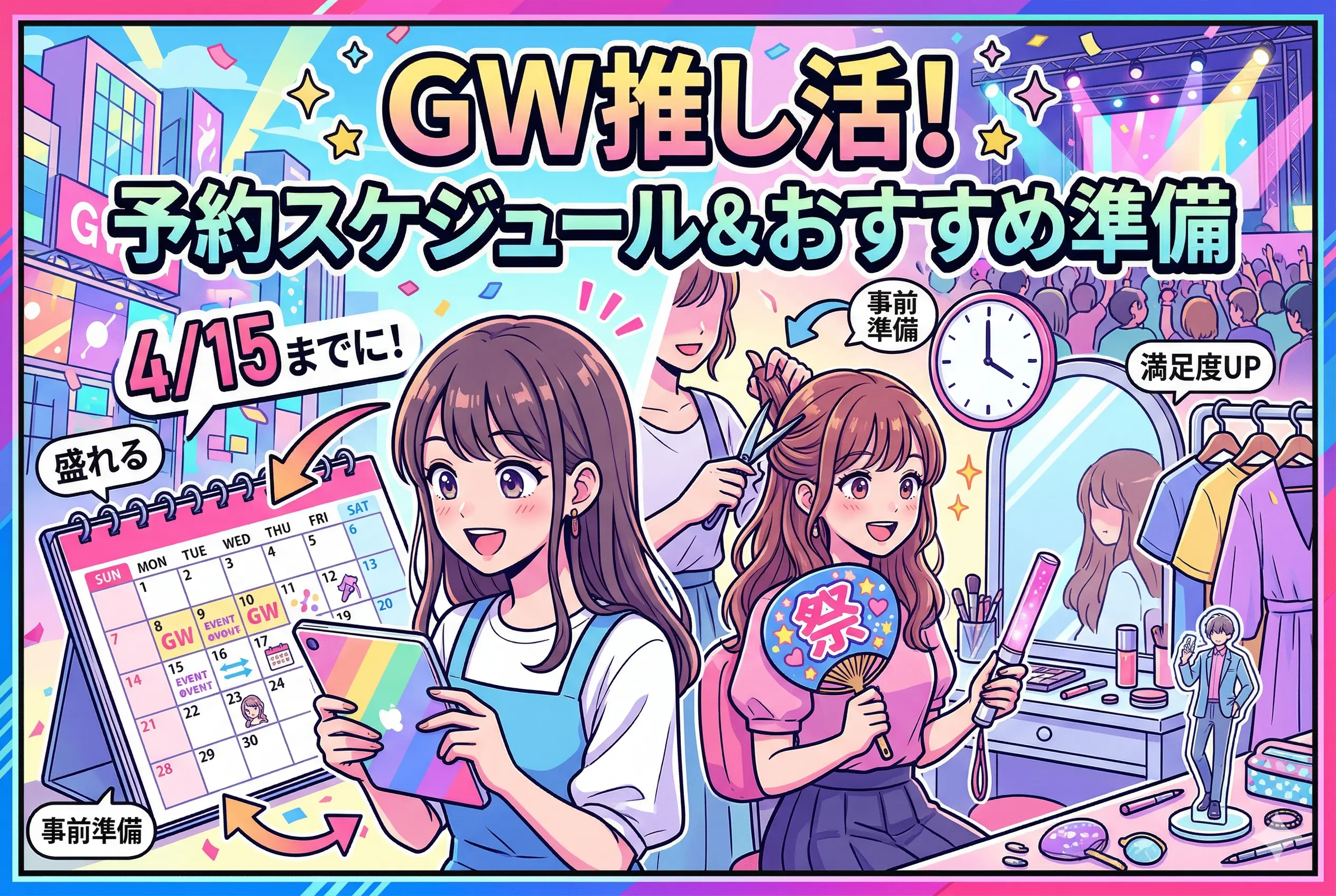 GW（ゴールデンウィーク）の推し活予約は4/15までが鉄則！最高のコンディションで推しに会うための逆算スケジュール