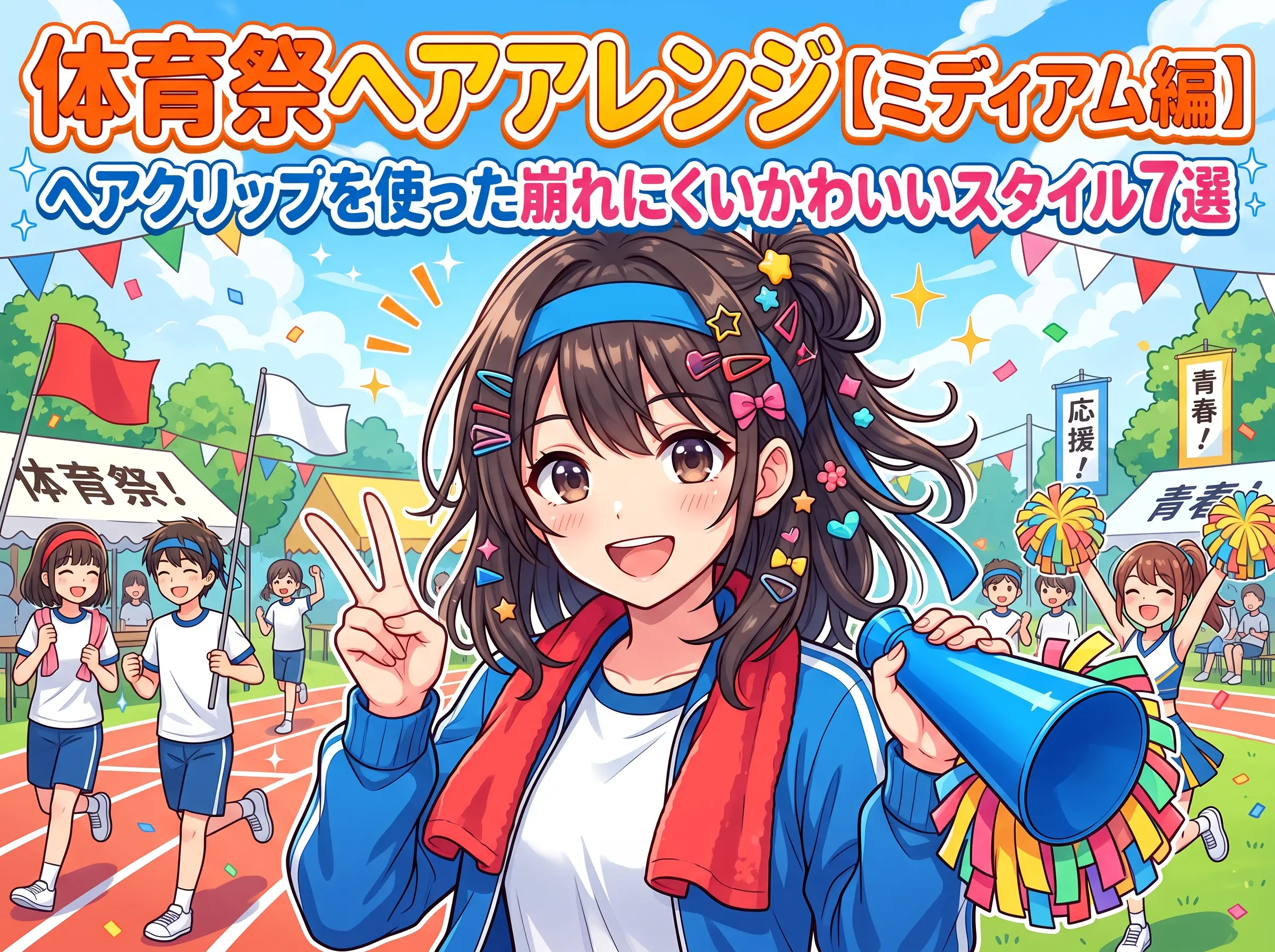 体育祭ヘアアレンジ【ミディアム編】ヘアクリップを使った崩れにくいかわいいスタイル7選
