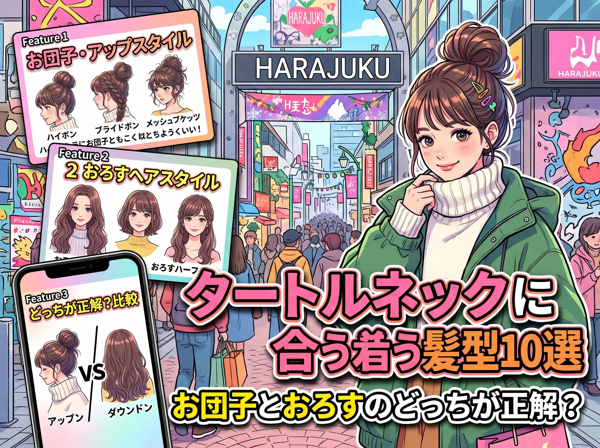 タートルネックに合う髪型10選｜お団子とおろすのどっちが正解？