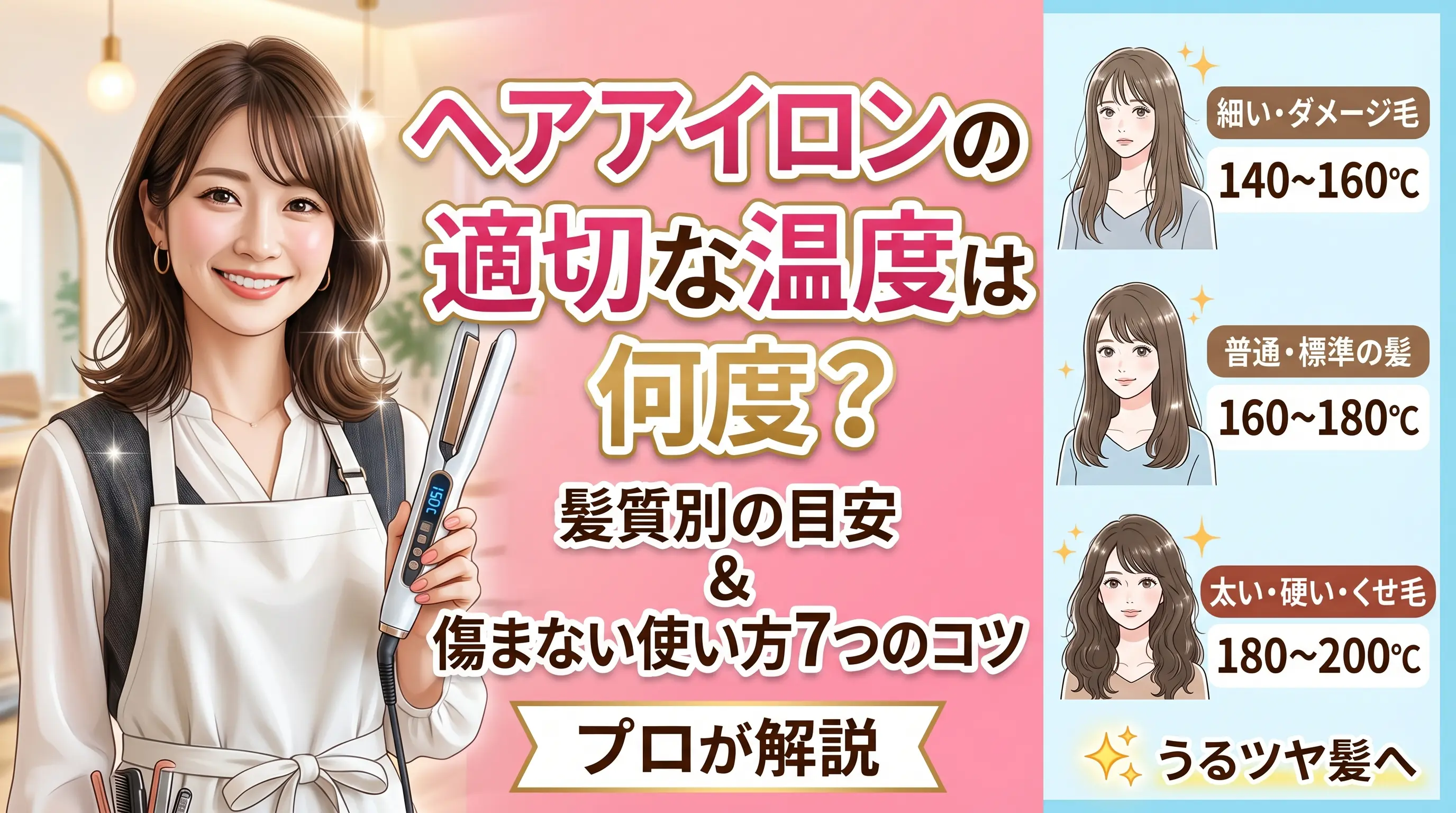 ヘアアイロンの適切な温度は何度?髪質別の目安と傷まない使い方7つのコツをプロが解説