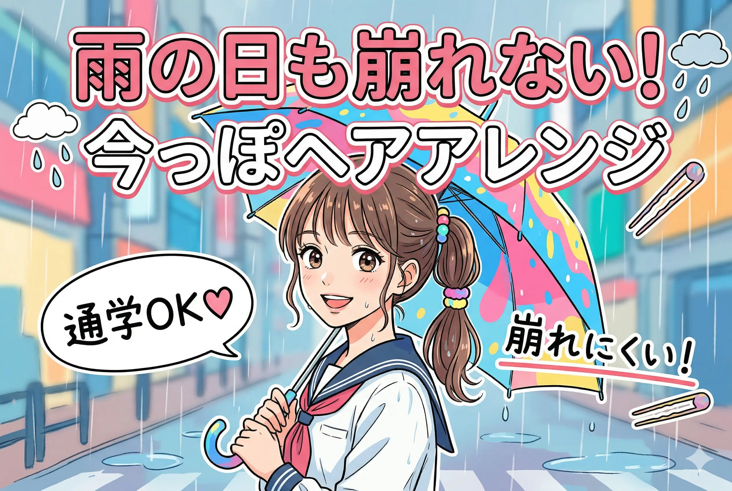 雨の日でも崩れにくい!通学向けヘアアレンジ|高校生・中学生のための簡単テク