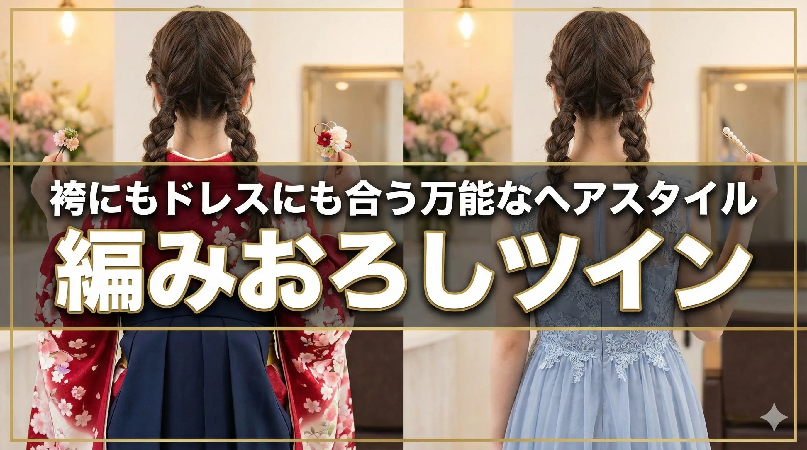 袴にもドレスにも合う万能なヘアスタイル「編みおろしツイン」を紹介！