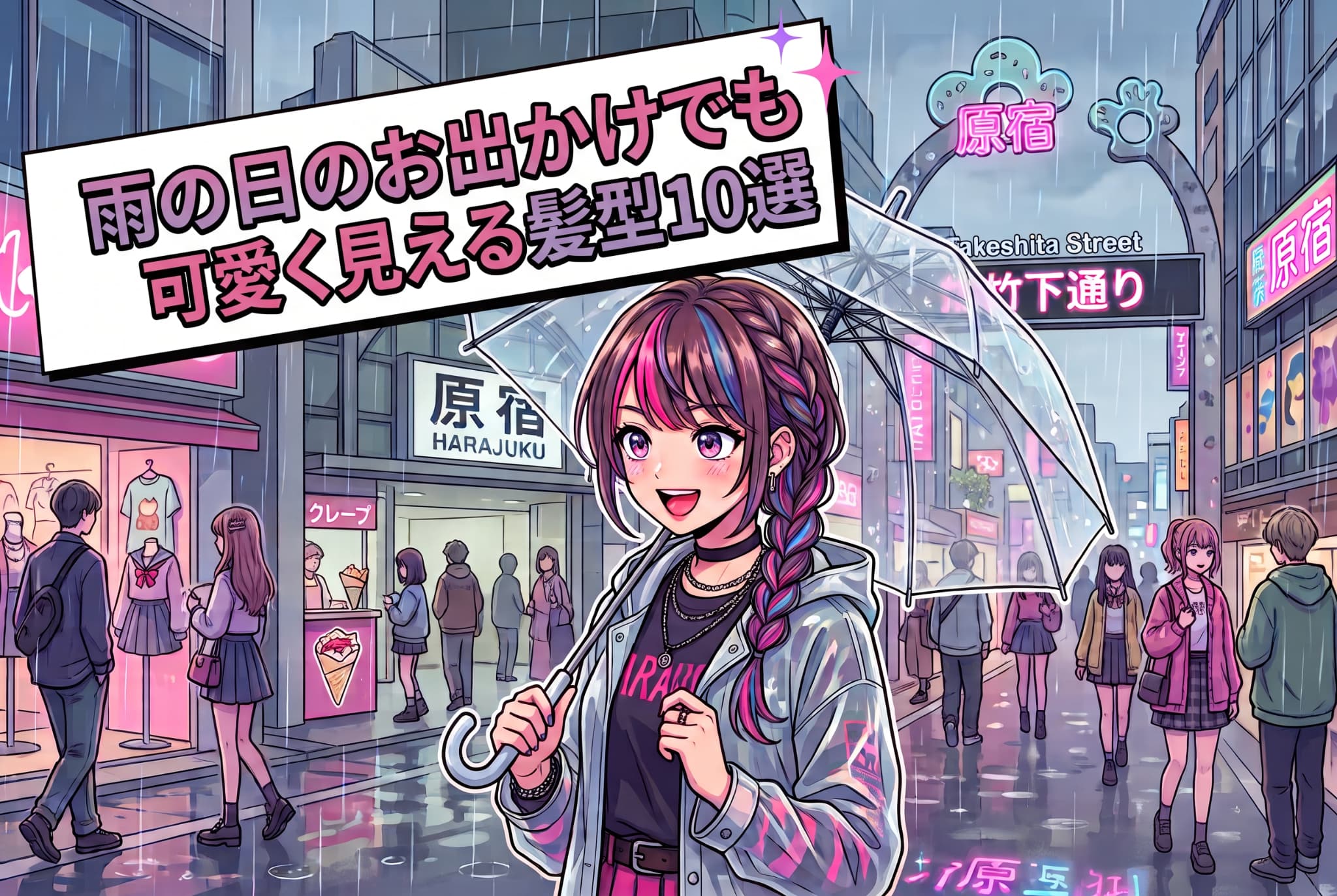 雨の日のお出かけでも可愛く見える髪型10選|湿気が気になる日に選びたいヘアスタイル