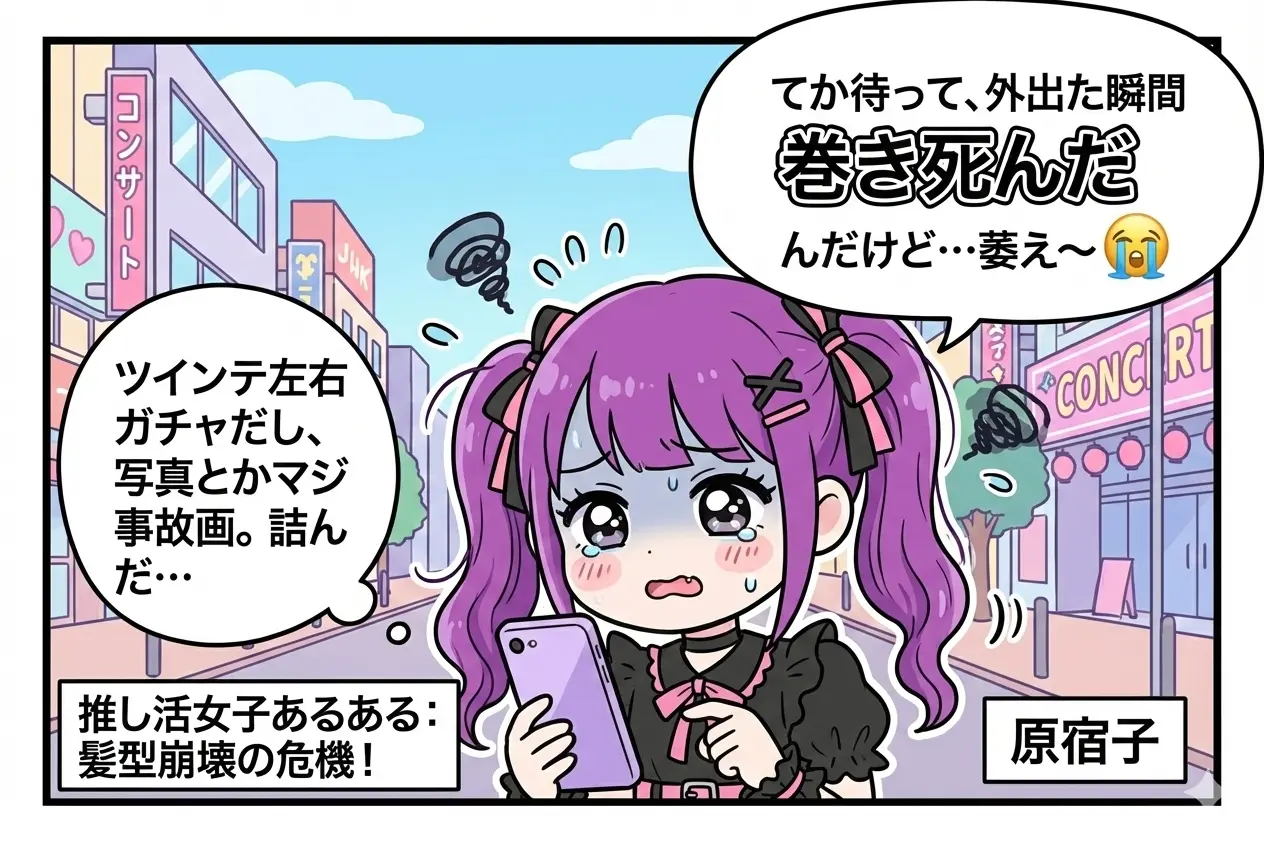 【原宿ヘアセット】推し活の髪型がすぐ崩れる原因と改善方法｜ふわふわ可愛い“量産型・地雷系ヘア”を長持ちさせるプロ技とは？