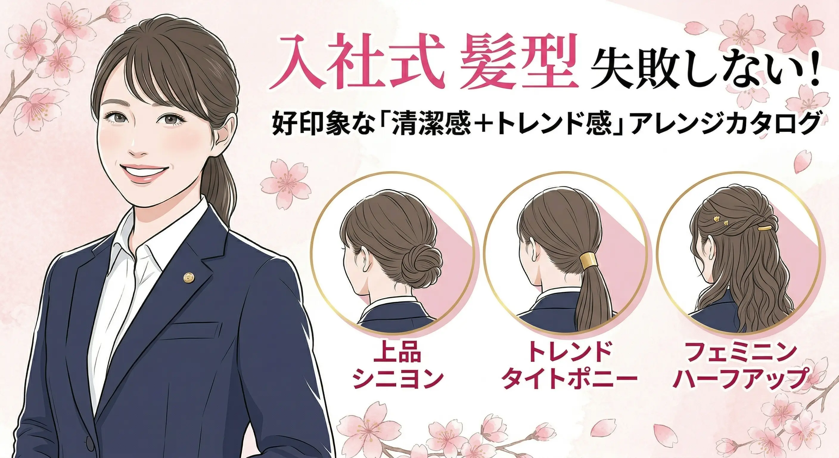 【2026年最新】入社式の髪型マナー＆好印象ヘアアレンジ集！NG例も解説