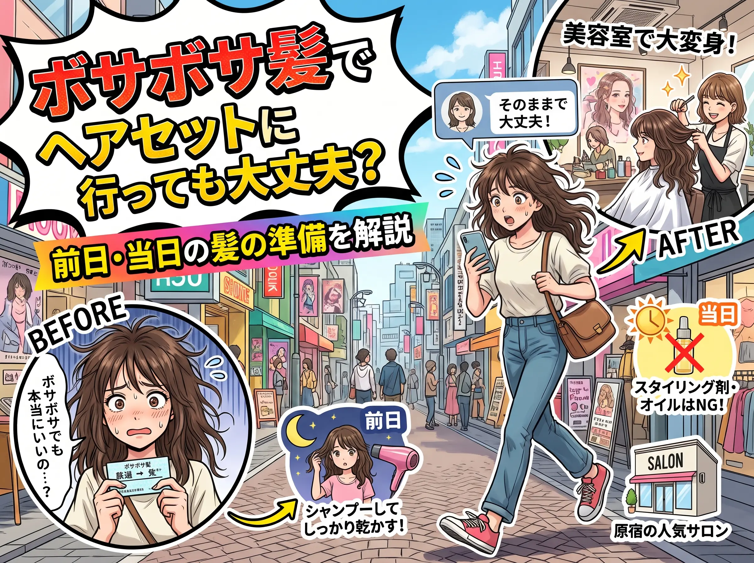 ボサボサ髪でヘアセットに行っても大丈夫?前日・当日の髪の準備を解説