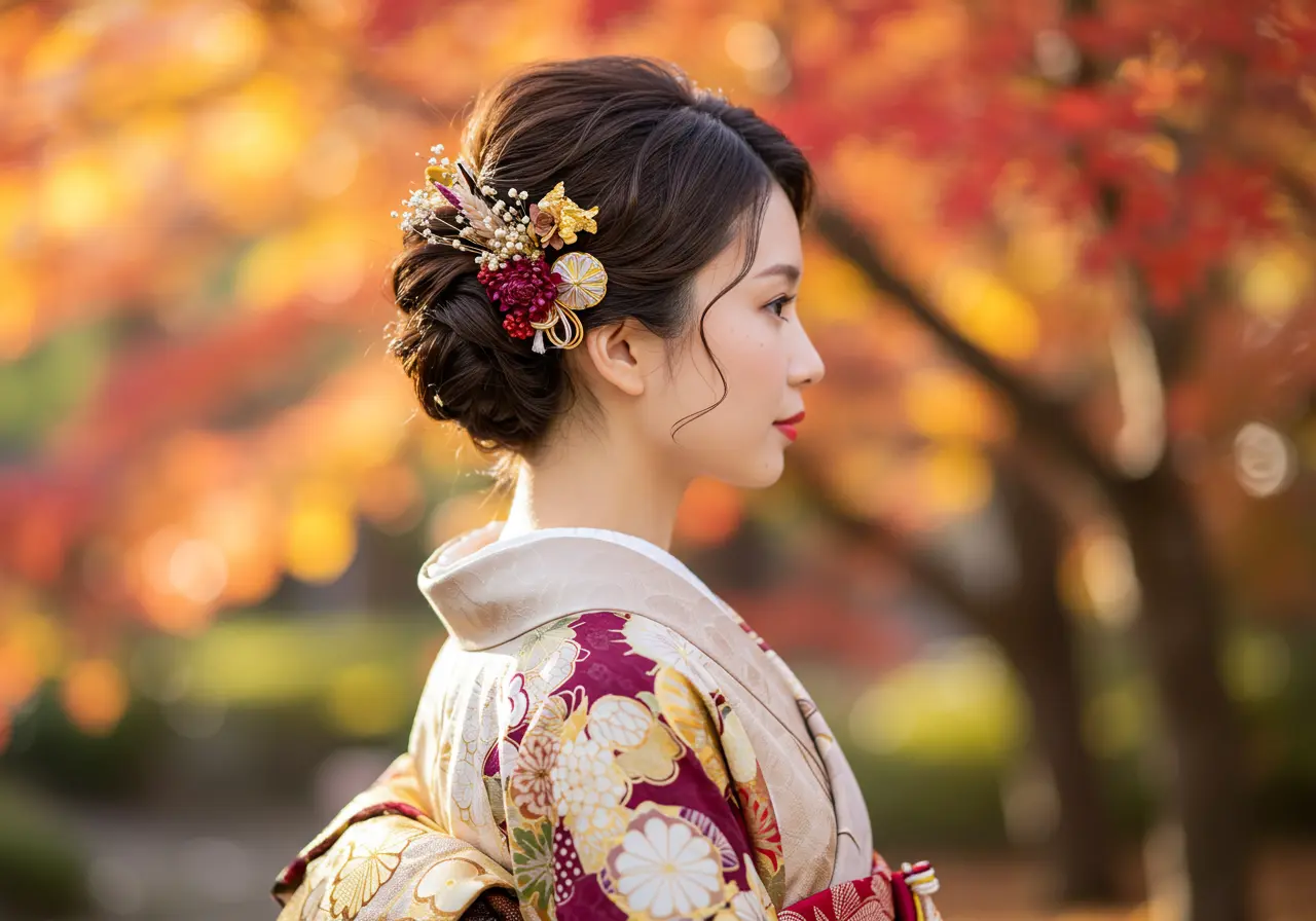 成人式前撮りにも人気！秋におすすめの和装アレンジスタイル