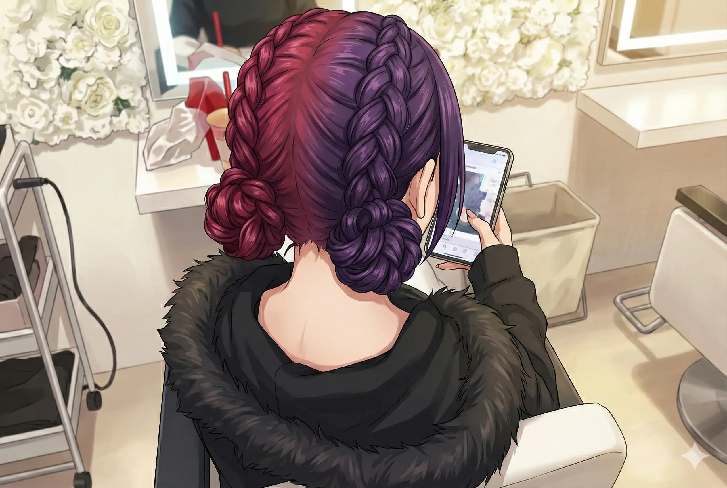 原宿で差をつける！個性派カラーのツイン編み込みヘアアレンジで推し活参戦♡