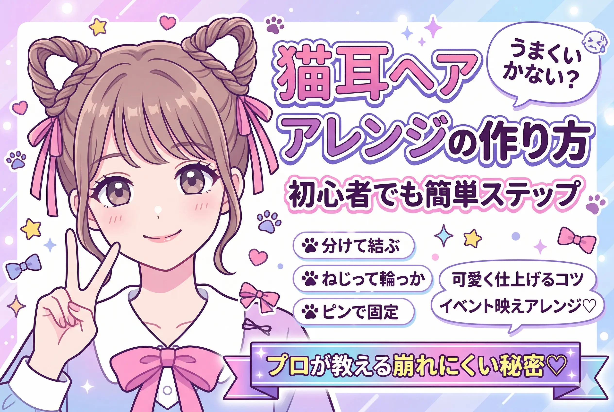 猫耳ヘアアレンジのやり方完全ガイド|簡単に“あざと可愛い”を叶えるコツ♡
